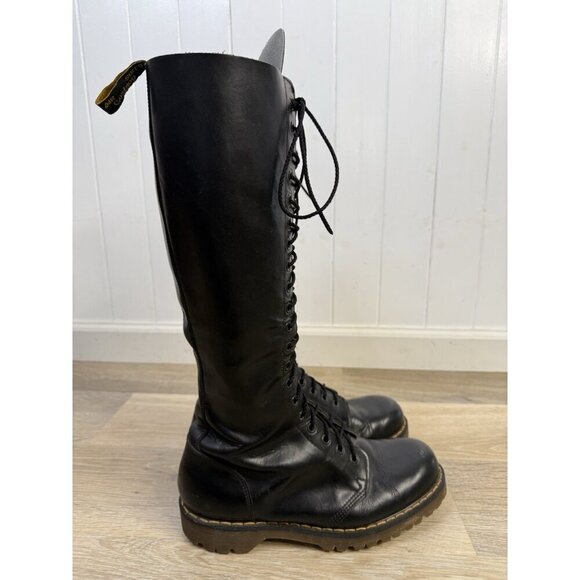 Vtg Doc Dr Martens 20 Eye Black Boots UK 8 | M 9 | W 10 England 80s 90s Punk - Picture 2 of 16